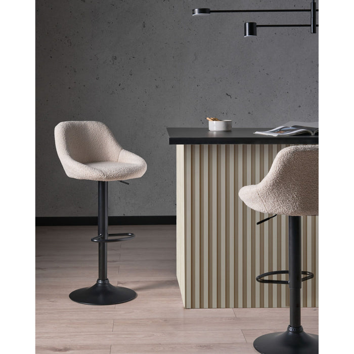 Beliani - MEDULIN - Barkruk set van 2 - Lichtbeige - Bouclé