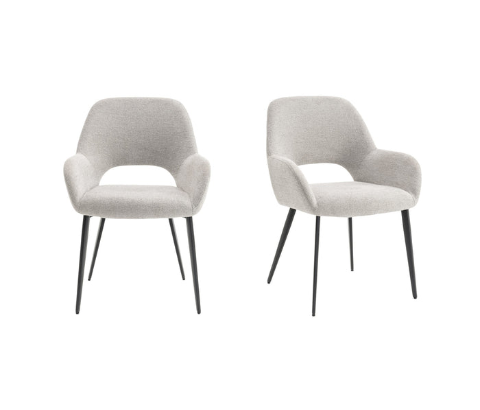Eetkamerstoelen set van 2 met armleuning - Levi - Grijs - Stof
