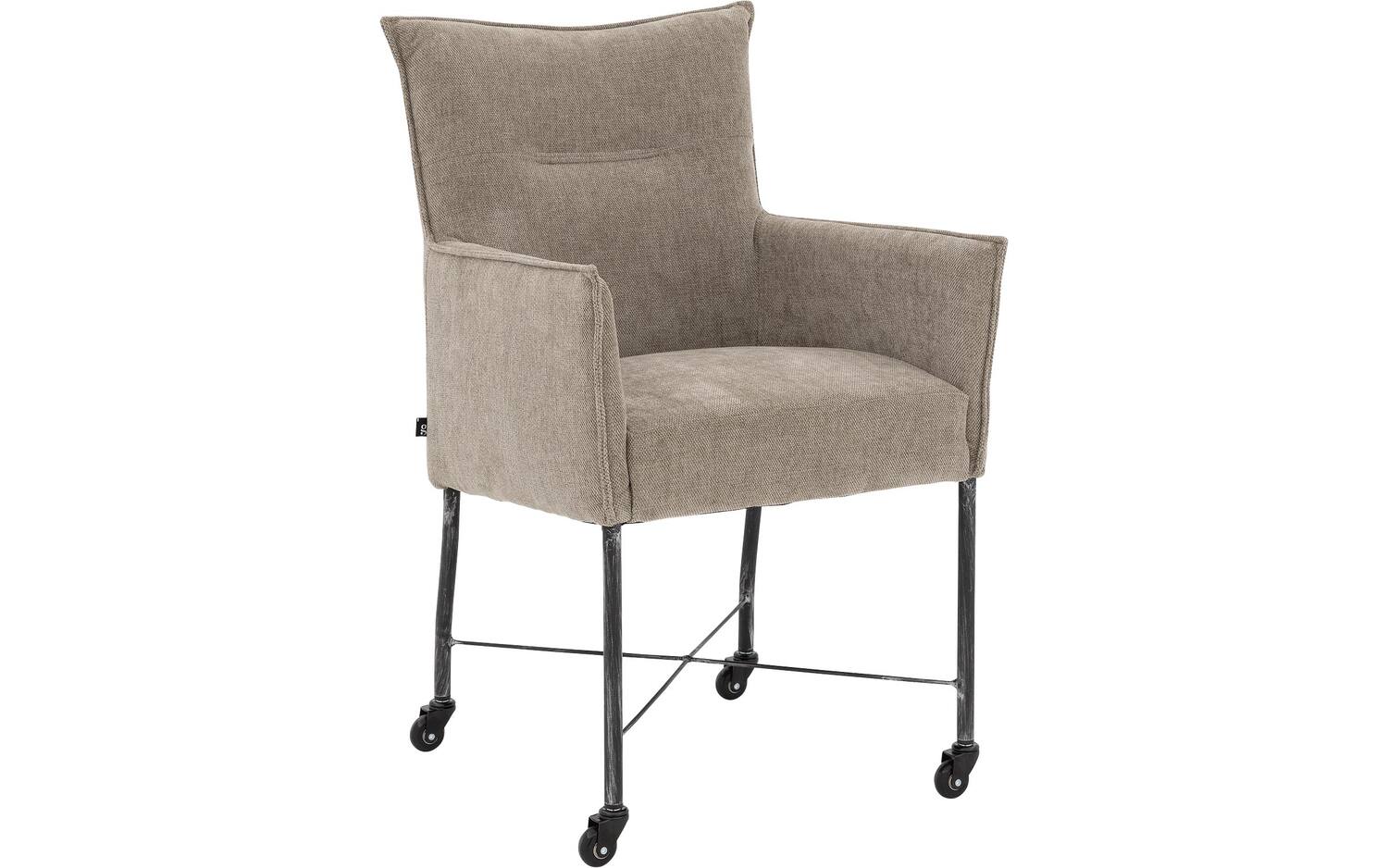 Goossens  Eetkamerstoel Erik -  Textiel met armleuning