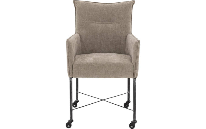 Goossens  Eetkamerstoel Erik -  Textiel met armleuning