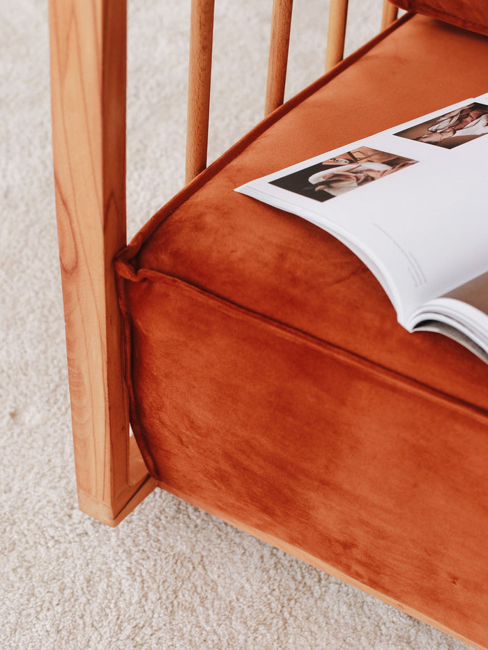 Giga Meubel - Schommelstoel Rood Stof|Hout - 65x71x80cm - Sallanan