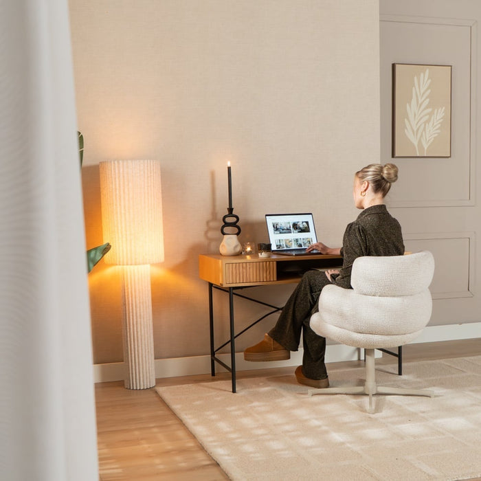 Bronx71 Eetkamerstoel Coco gemêleerde stof off white|zwart