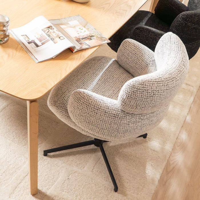 Bronx71 Eetkamerstoel Coco gemêleerde stof off white|zwart