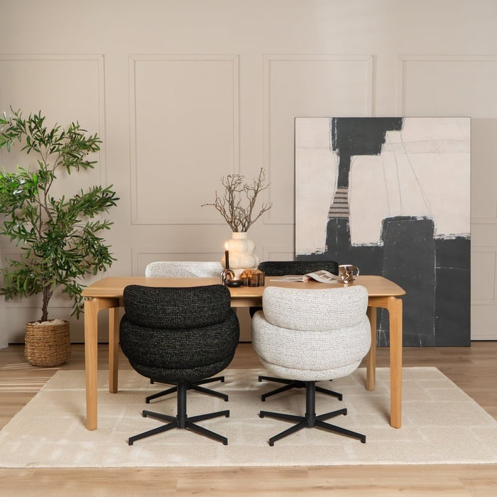 Bronx71 Eetkamerstoel Coco gemêleerde stof off white|zwart