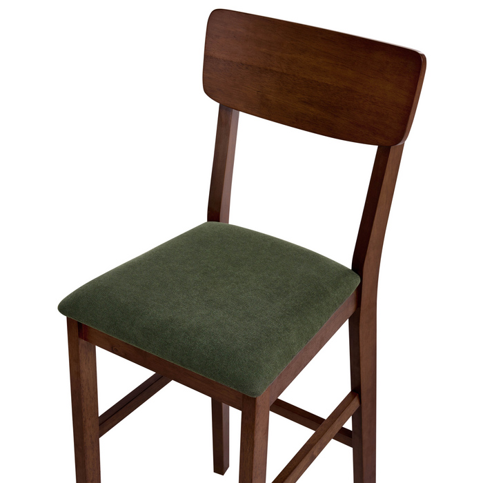 Beliani - AMBLER - Barkruk set van 2 - Donkerbruin|Groen - Rubberhout