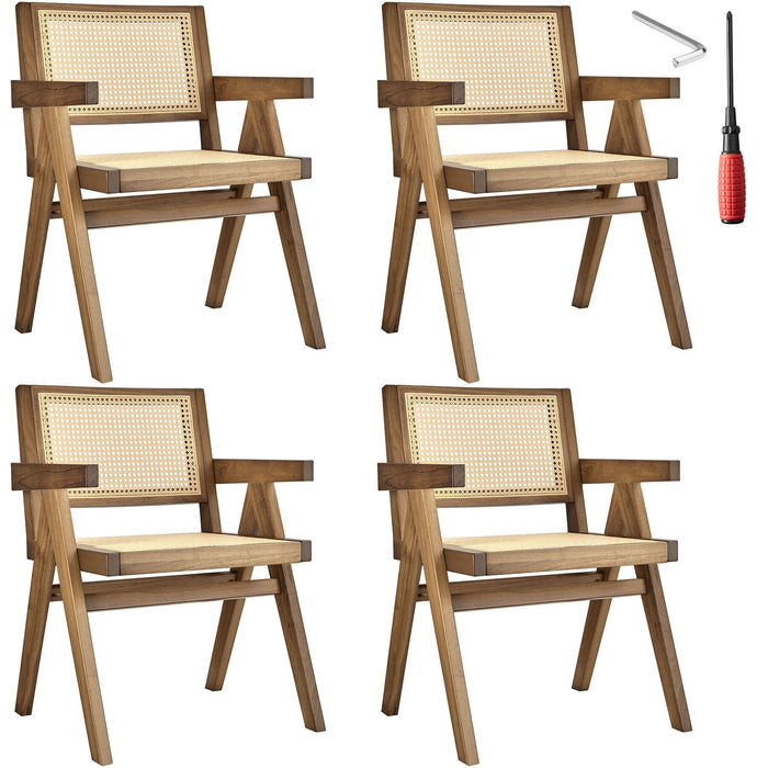 tectake® Eetkamerstoel Lizzy met Weens vlechtwerk in boho-stijl