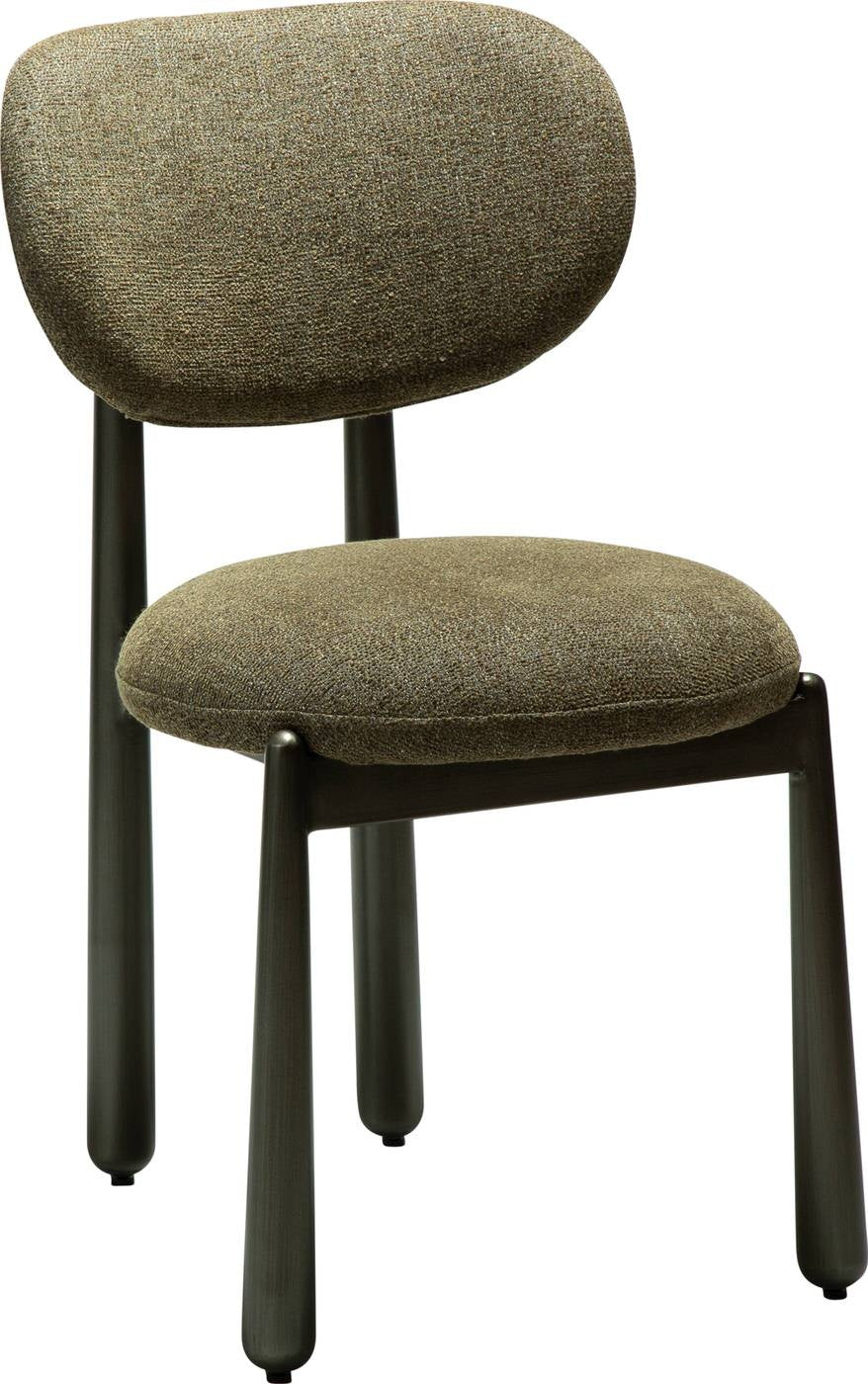 Dan-Form Woke Oljifgroen Bouclé Eetkamerstoel set van 2