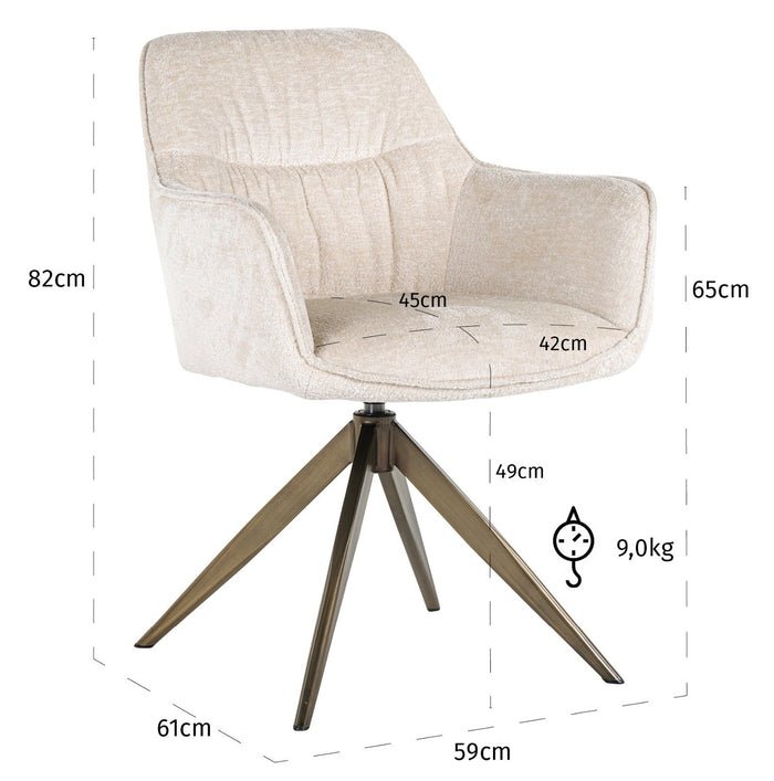 Richmond Interiors Aline Draaistoel Wit Chenille