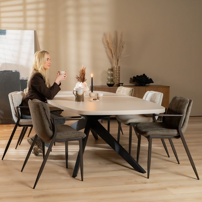 Bronx71 Eetkamerstoel Trevi gemêleerd off white|bruin