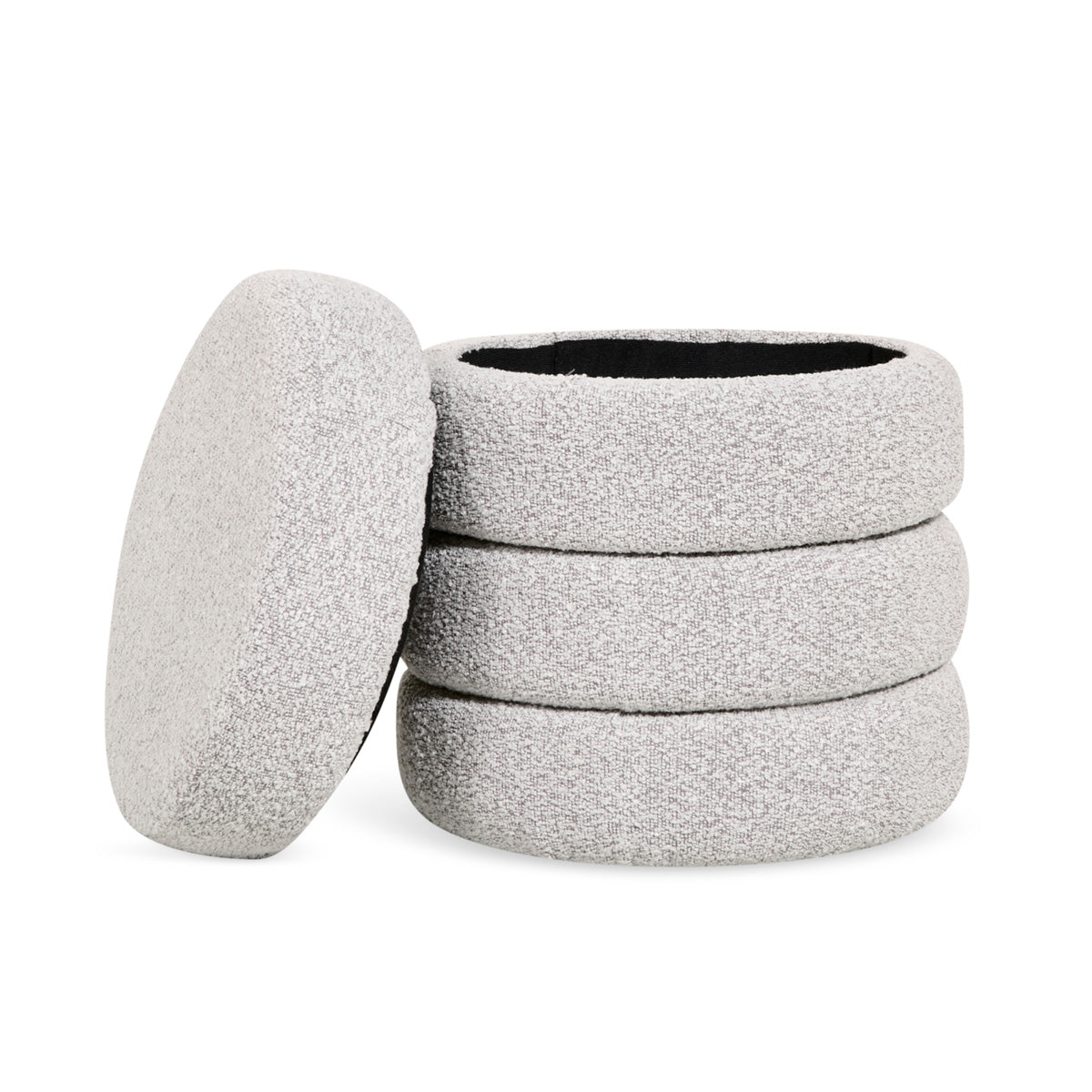 Giga Meubel - Poef Naturel Bouclé - 40x40x42cm - Lune