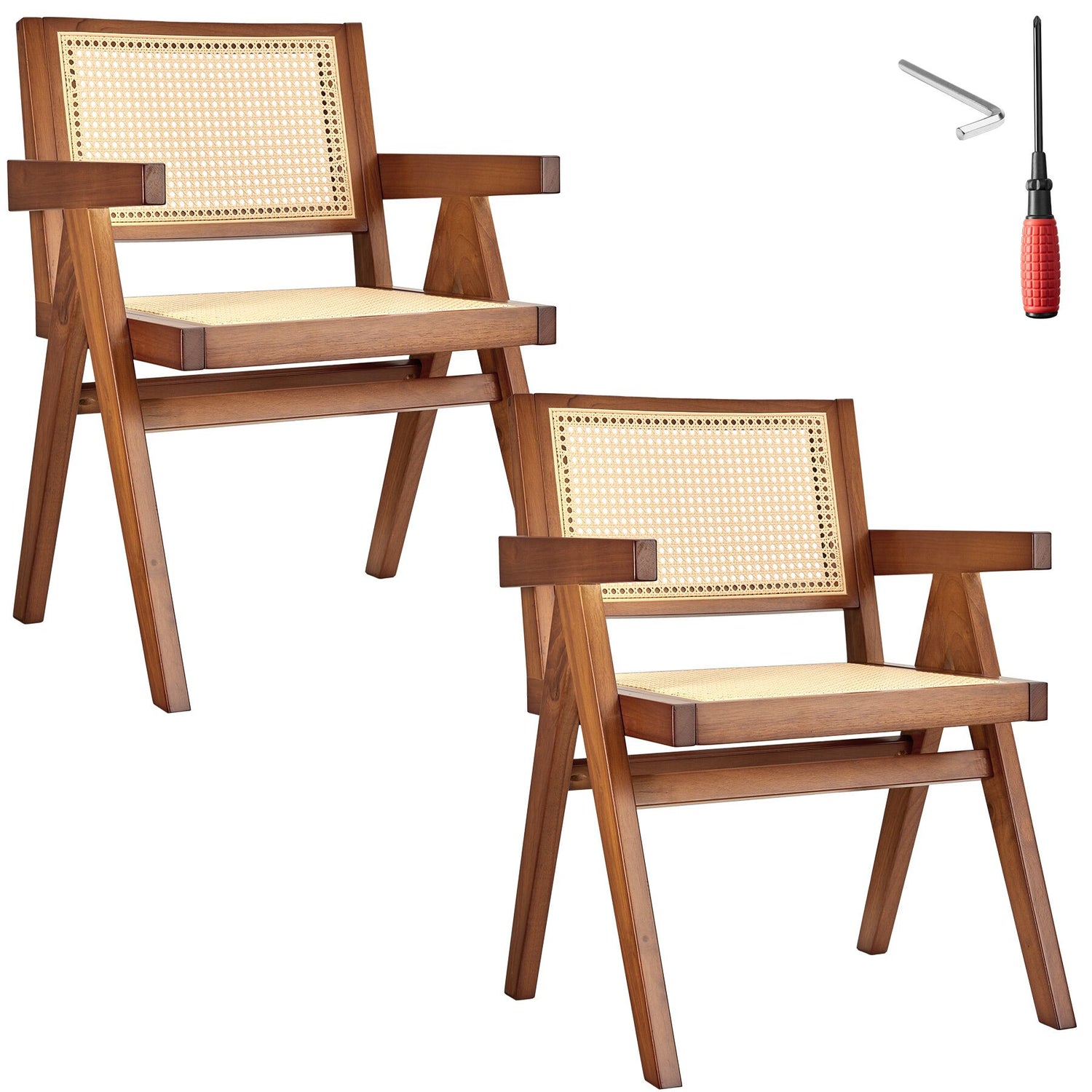 tectake® Eetkamerstoel Lizzy met Weens vlechtwerk in boho-stijl