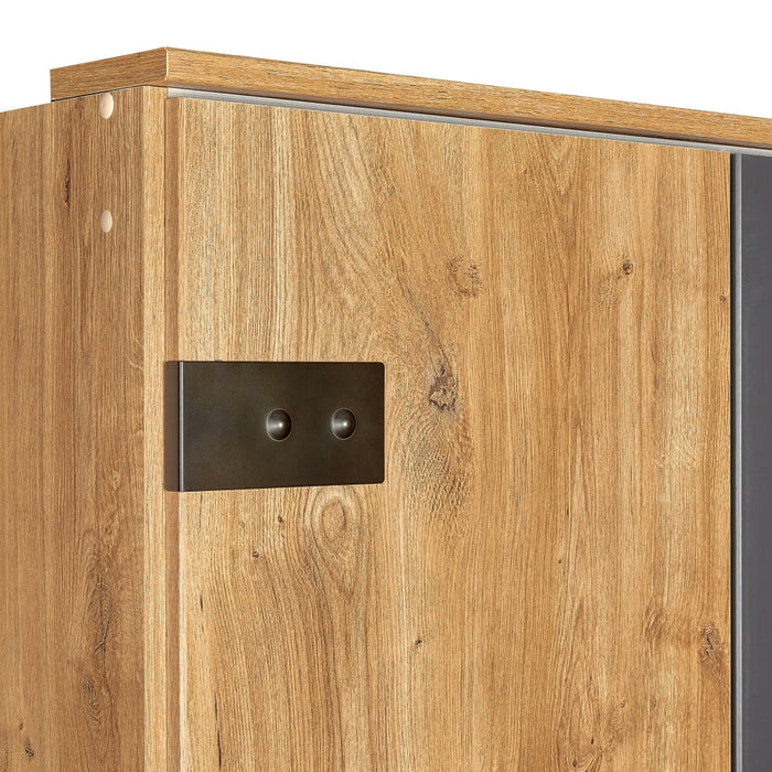 Kledingkast Stratum Antraciet|Grijs|Hout - Eiken|Hout - Naturel