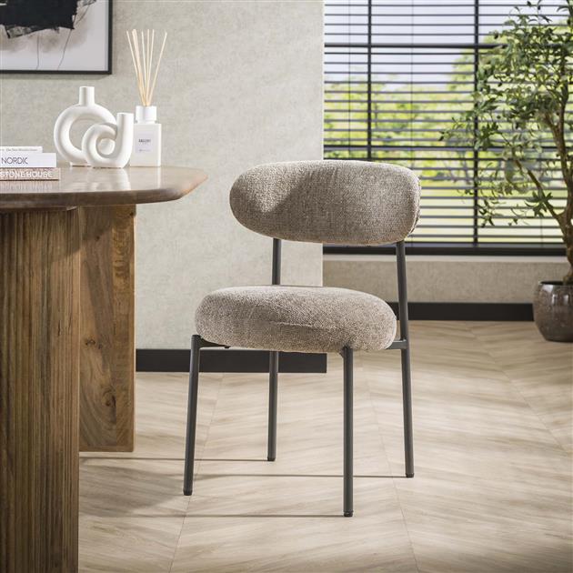 Hoyz Collection - Eetkamerstoel Round - Zandkleur - Set van 2