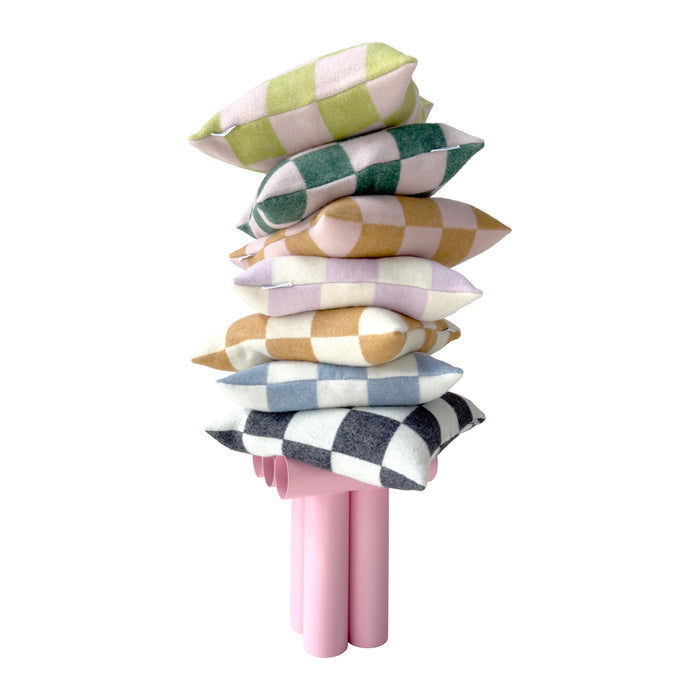 Maison Deux Checkerboard Kussenhoes - Lila / Wit