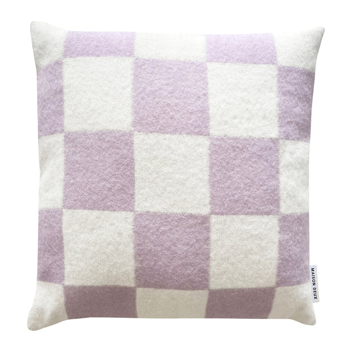 Maison Deux Checkerboard Kussenhoes - Lila / Wit