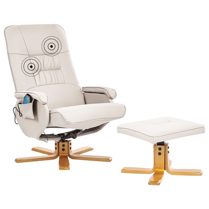 Beliani-RELAXPRO-Relaxfauteuil met voetenbank-Lichtbeige-Kunstleer