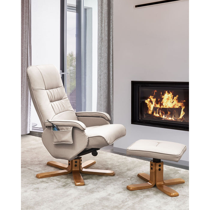Beliani-RELAXPRO-Relaxfauteuil met voetenbank-Lichtbeige-Kunstleer