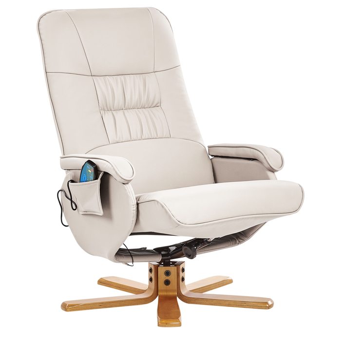 Beliani-RELAXPRO-Relaxfauteuil met voetenbank-Lichtbeige-Kunstleer