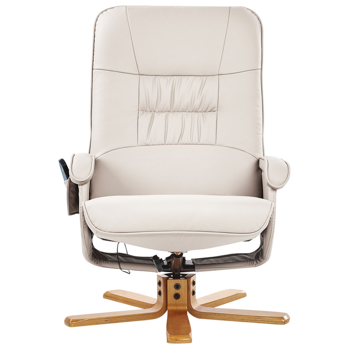 Beliani-RELAXPRO-Relaxfauteuil met voetenbank-Lichtbeige-Kunstleer
