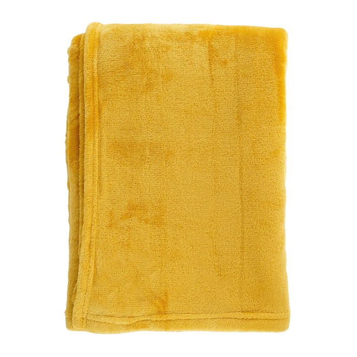 Mica Decorations Famke Fleece Plaid - 180 x 130 cm - Geel