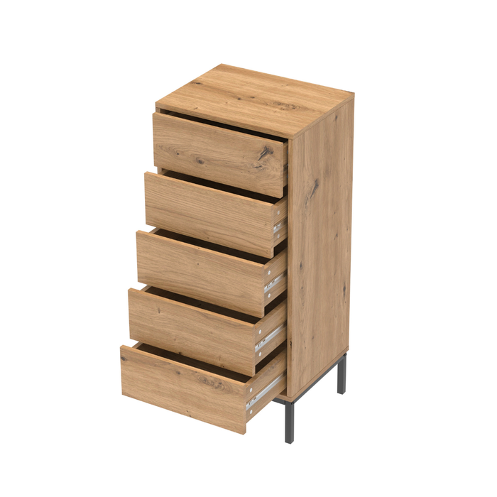 Calicosy - Hoog ladekast 5 laden LENNY - H100 cm - Metaal