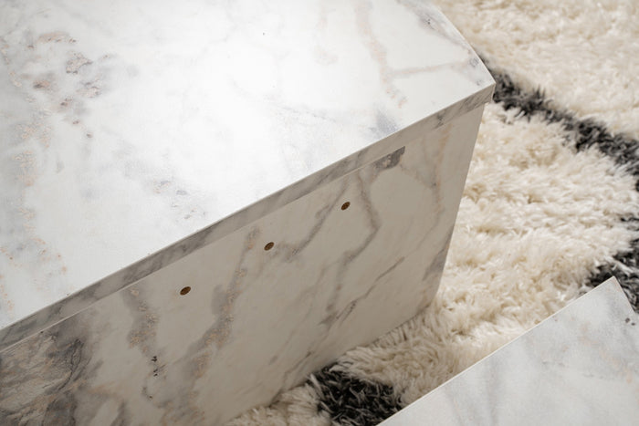 Giga Meubel - Salontafel Rond Wit Marmerlook - 90x60x30cm - Orion