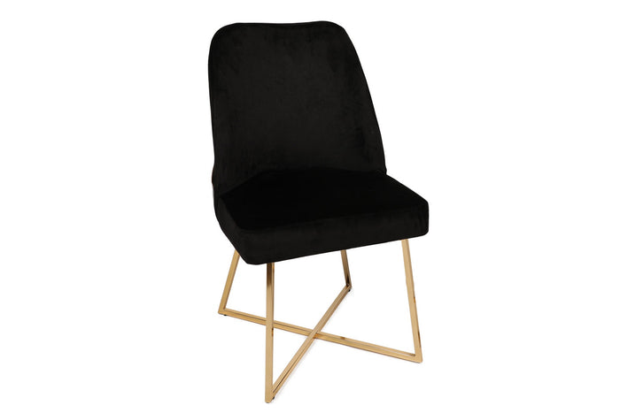 Giga Meubel - Eetkamerstoel Zwart Velvet - Madrid - Set van 2