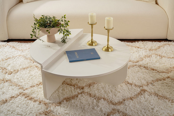 Giga Meubel - Salontafel Rond Wit - 90x90x35cm - Orion