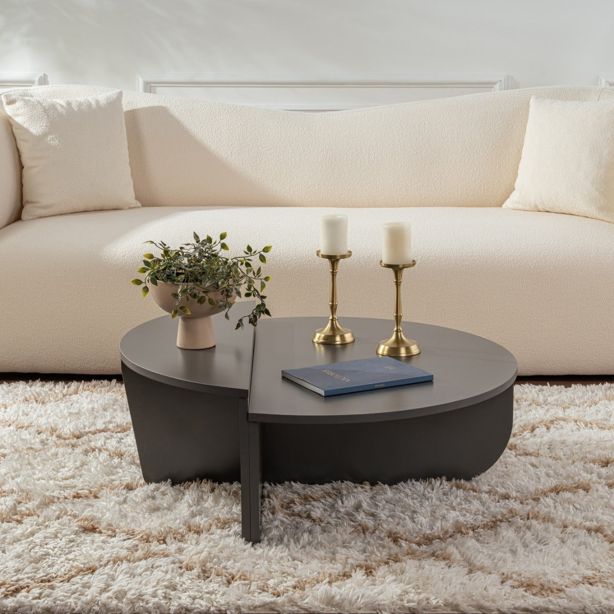 Giga Meubel - Salontafel Rond Antraciet - 90x90x35cm - Orion