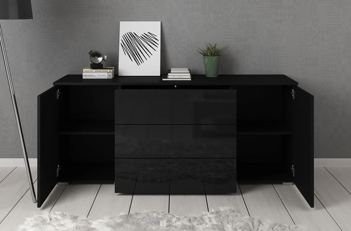 Meubella - Dressoir Pure - Zwart - 150 cm