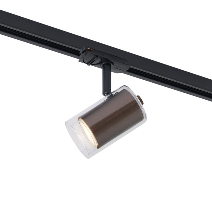 QAZQA Moderne spot donker brons met helder glas voor railsysteem