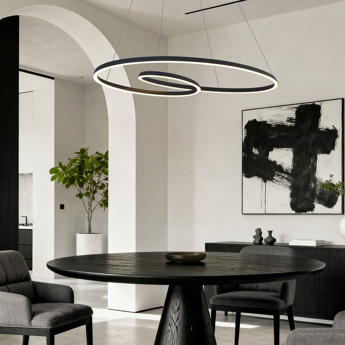 QAZQA Scandinavische hanglamp zwart 110cm incl. LED 3-staps dimbaar -