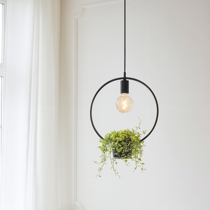 QAZQA Moderne hanglamp zwart met glas rond - Roslini