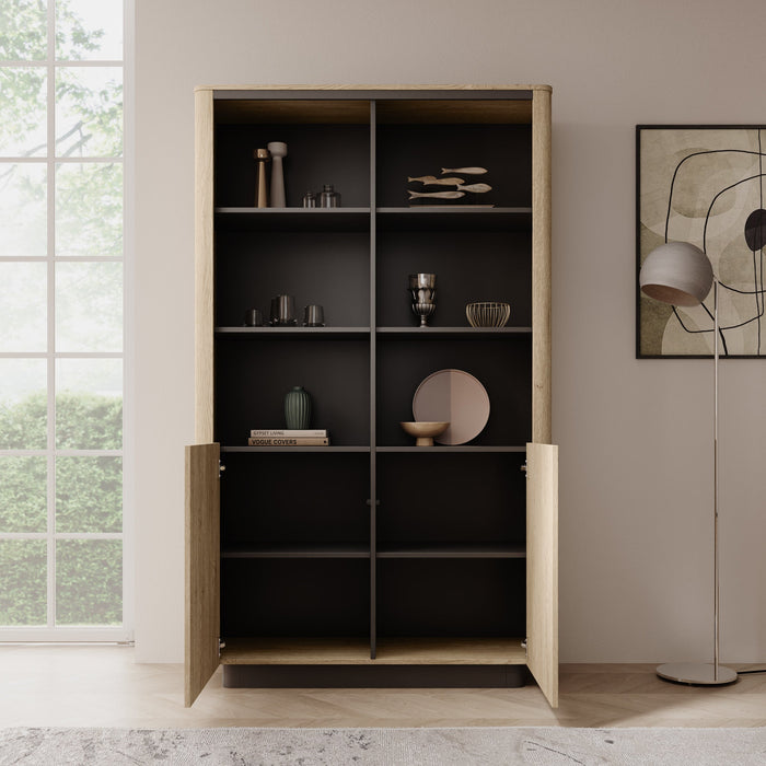 Meubella - Taywan - Boekenkast - Eiken - 113x38x190 cm