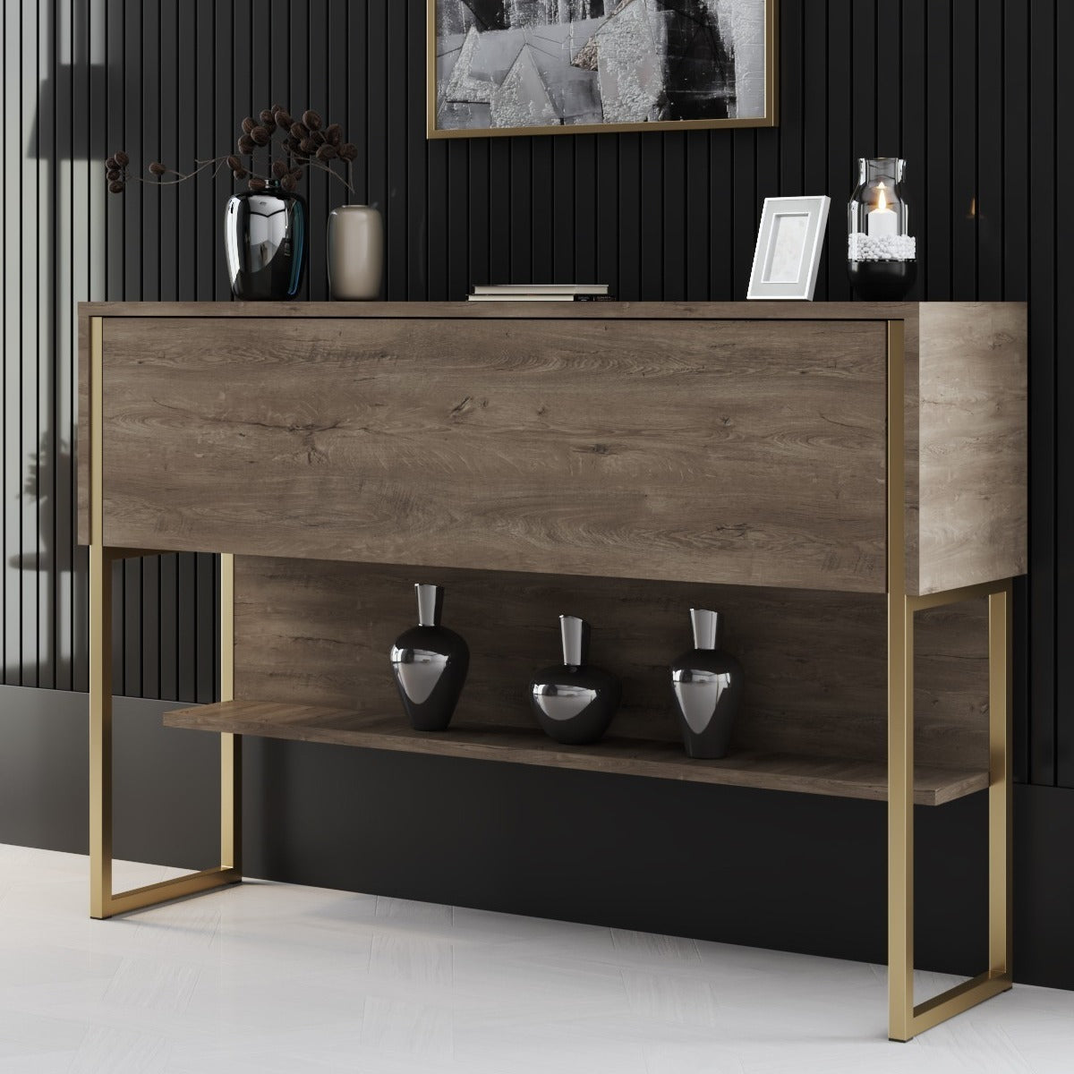 Giga Meubel - Dressoir Walnoot|Goud - 120x30x80cm - Luxe