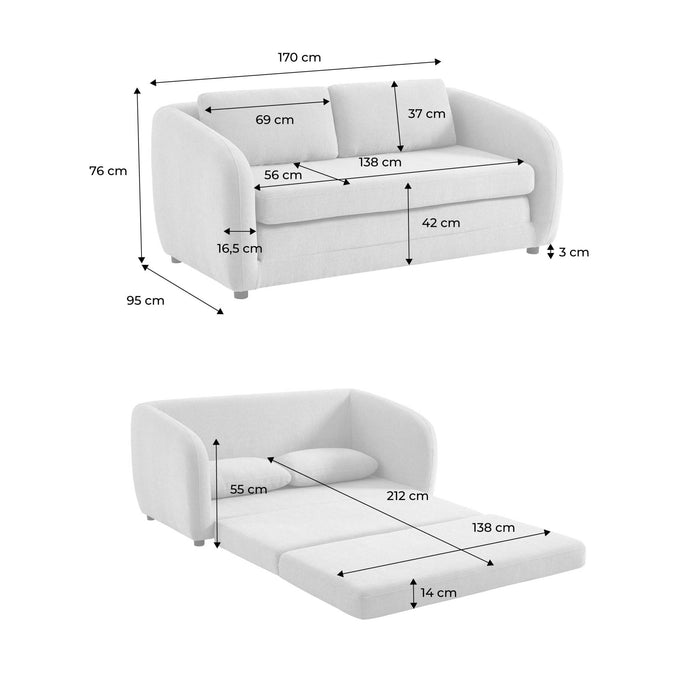sweeek - Slaapbank 2 zitplaatsen chenille stof