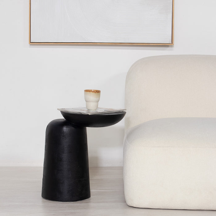 Giga Meubel - Bijzettafel Zwart Mangohout - Ø43x34x45cm - Ebbe