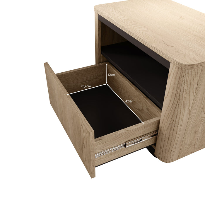 Meubella - Taywan - Nachtkastje - Eiken - 63 cm