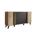 Meubella - Hydra - Dressoir - Eiken|Zwart - 150x40x78 cm