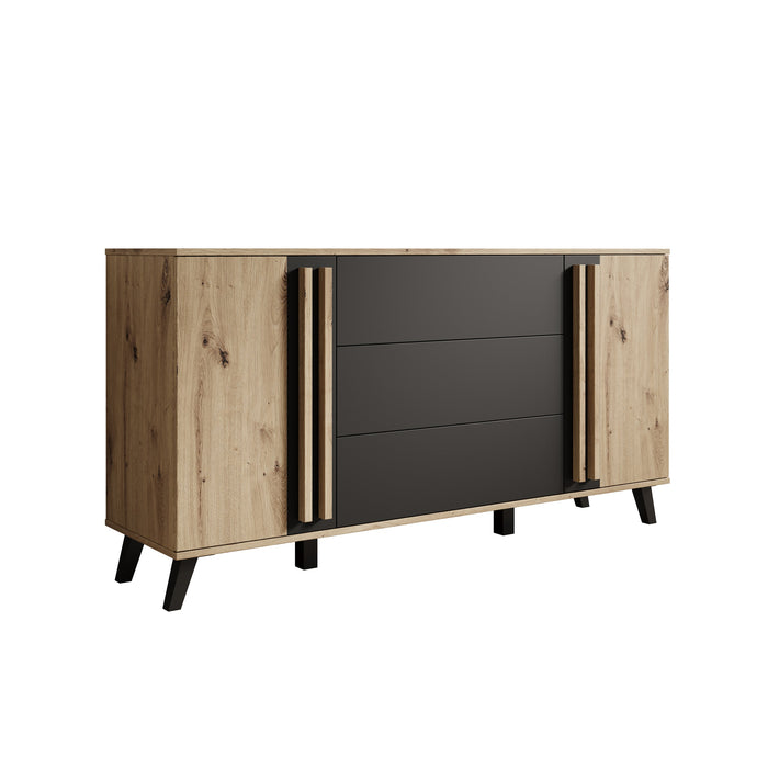 Meubella - Hydra - Dressoir - Eiken|Zwart - 150x40x78 cm