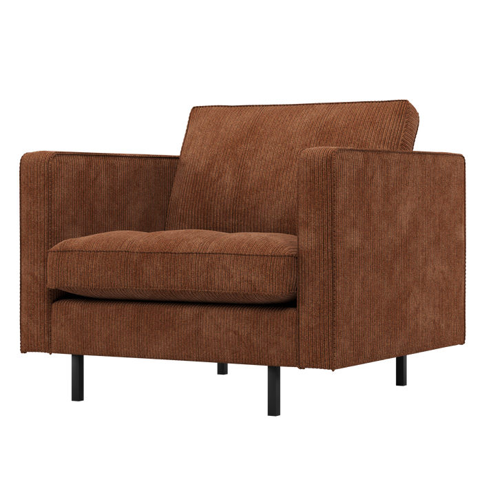 WOOOD Rodeo Classic Fauteuil - Ribstof - Roestbruin - 83x98x88