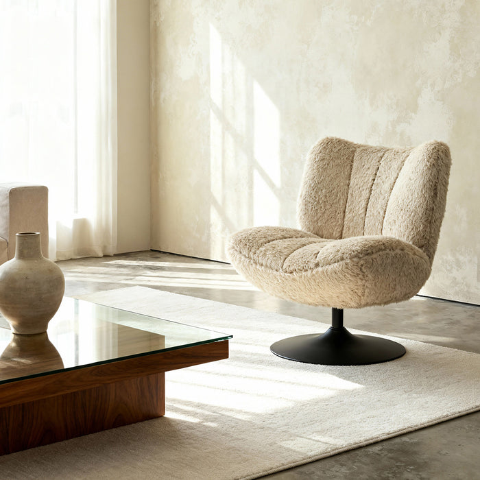 DÉJA Living - Draaifauteuil Taupe|Zwart - 70x78x82cm - Morten