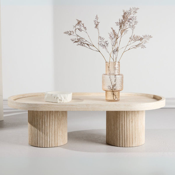 Fjôrd - Salontafel Beige Travertinlook - 120x60x35cm - Krille