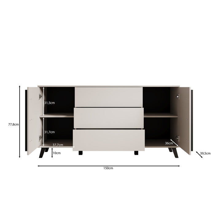Meubella - Hydra - Dressoir - Beige - 150x40x78 cm