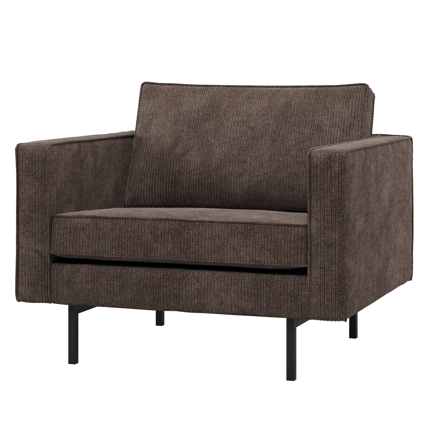 WOOOD Rodeo Fauteuil - Ribstof - Bruin - 83x98x88