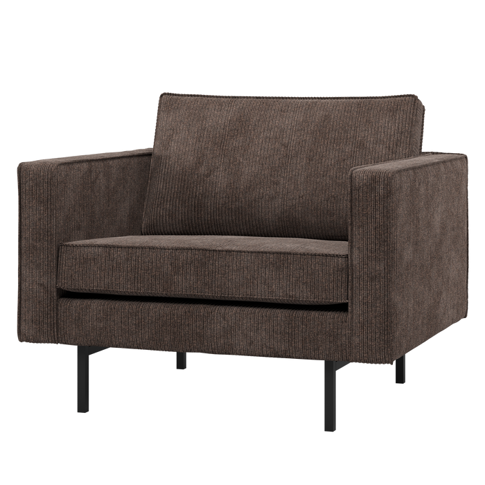 WOOOD Rodeo Fauteuil - Ribstof - Bruin - 83x98x88
