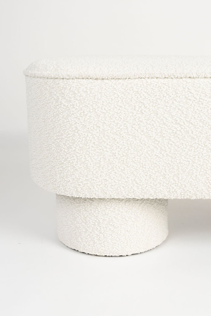 Giga Meubel - Bankje Wit Bouclé - 93x35x45cm - Halbankje - Marcos