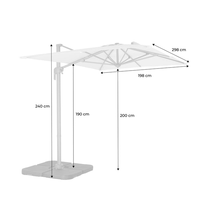 sweeek - Rechthoekige zweefparasol 2x3m
