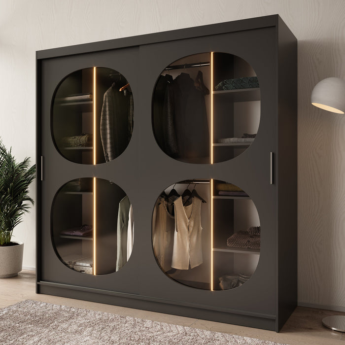 Meubella - Kledingkast Bravanti - Zwart - 200 cm