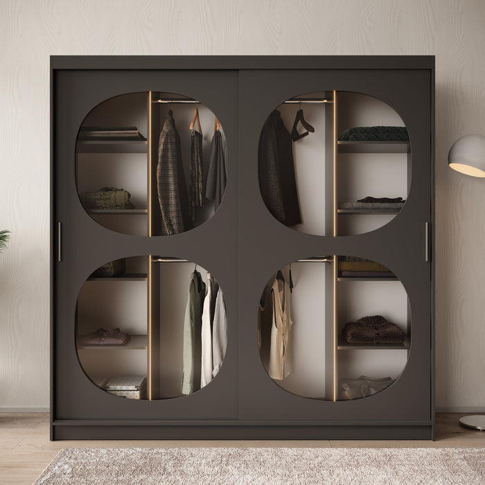 Meubella - Kledingkast Bravanti - Zwart - 200 cm